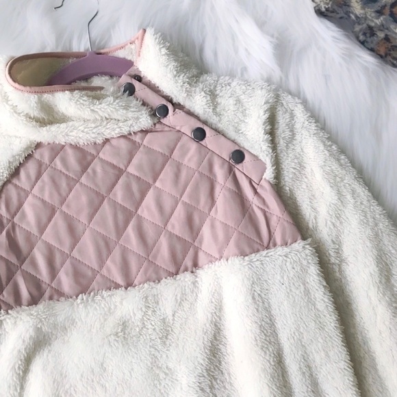 NEW! Blush Turtleneck Paneled Fleece Knit Sweater - Picture 4 of 4